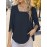 Solid Color Square Neck Blouse, Versatile Half Sleeve Loose Blouse For Spring & Fall, Women's Clothing