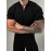 Men's solid color quarter zipper Henry collar short sleeve