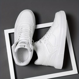 Men's Skate Shoes With Good Grip, PU Leather Lace-up Sneakers, Men's Footwear